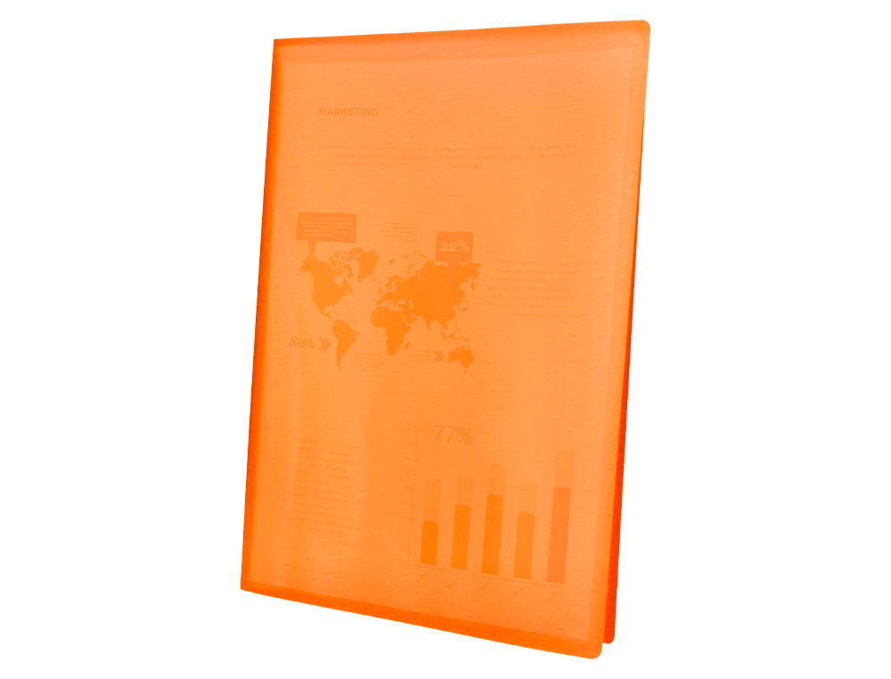 CARPETA LIDERPAPEL ESCAPARATE 47051 40 FUNDAS POLIPROPILENO TRASLUCIDA DIN A4 NARANJA FROSTY