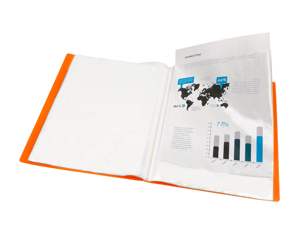 CARPETA LIDERPAPEL ESCAPARATE 47051 40 FUNDAS POLIPROPILENO TRASLUCIDA DIN A4 NARANJA FROSTY