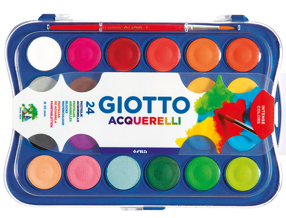 ACUARELA GIOTTO 24 COLORES CON PINCEL ESTUCHE DE PLASTICO