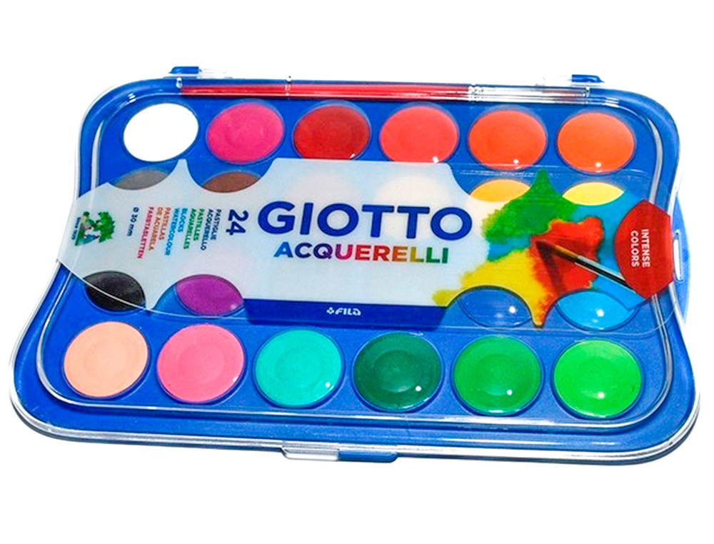 ACUARELA GIOTTO 24 COLORES CON PINCEL ESTUCHE DE PLASTICO