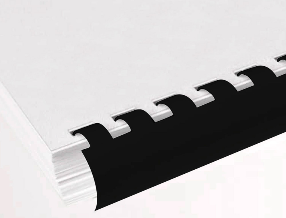 CANUTILLO Q-CONNECT REDONDO 25 MM PLASTICO NEGRO CAPACIDAD 225 HOJAS CAJA DE 50 UNIDADES