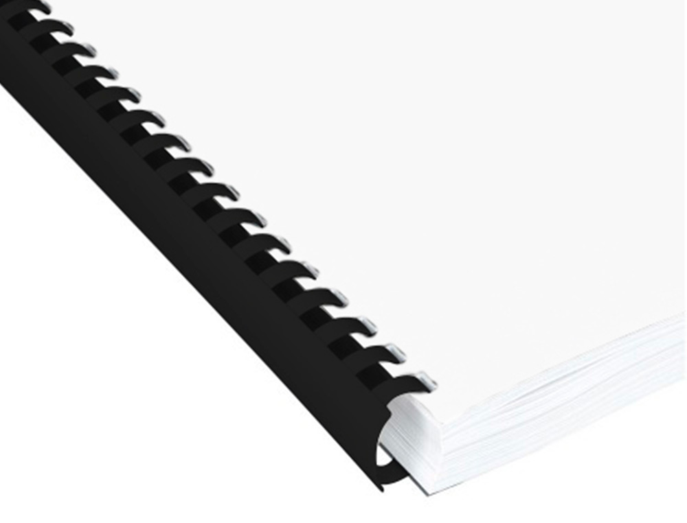 CANUTILLO Q-CONNECT REDONDO 25 MM PLASTICO NEGRO CAPACIDAD 225 HOJAS CAJA DE 50 UNIDADES