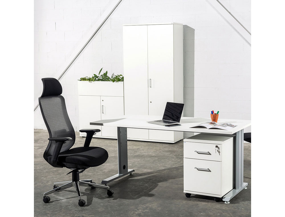 MESA DE OFICINA ROCADA METAL 2001AC01 GRIS/HAYA 140X80 CM