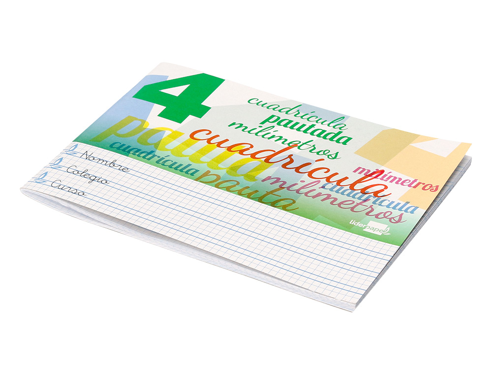 LIBRETA LIDERPAPEL PAUTAGUIA TAPA CARTONCILLO 32 HOJAS DIN A5 70 GR CUADRICULADO PAUTADO 4 MM APAISADO CON MARGEN