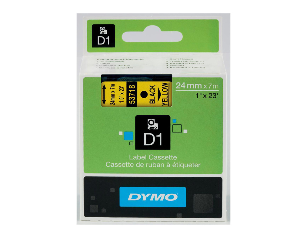 CINTA DYMO 1000 NEGRO-AMARILLO 24 MM X 7 M D1