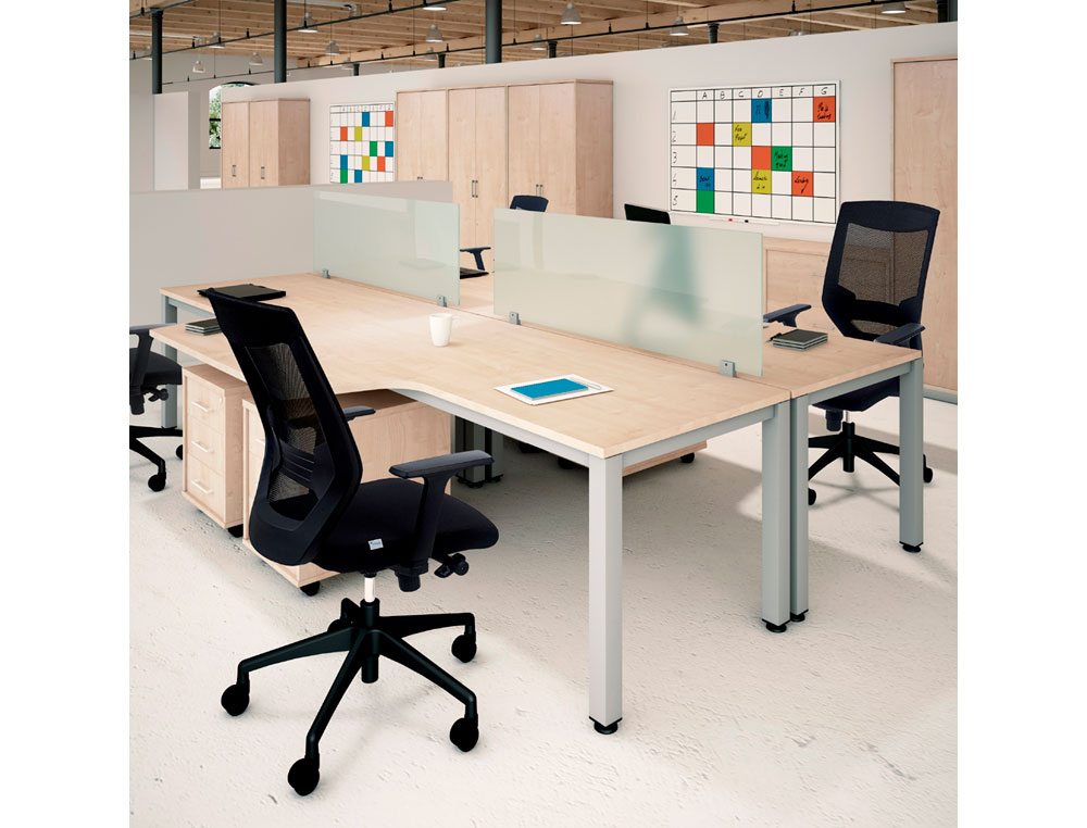 MESA ROCADA SERIE EXECUTIVE 180X110 CM DERECHA ACABADO GRIS/BLANCO