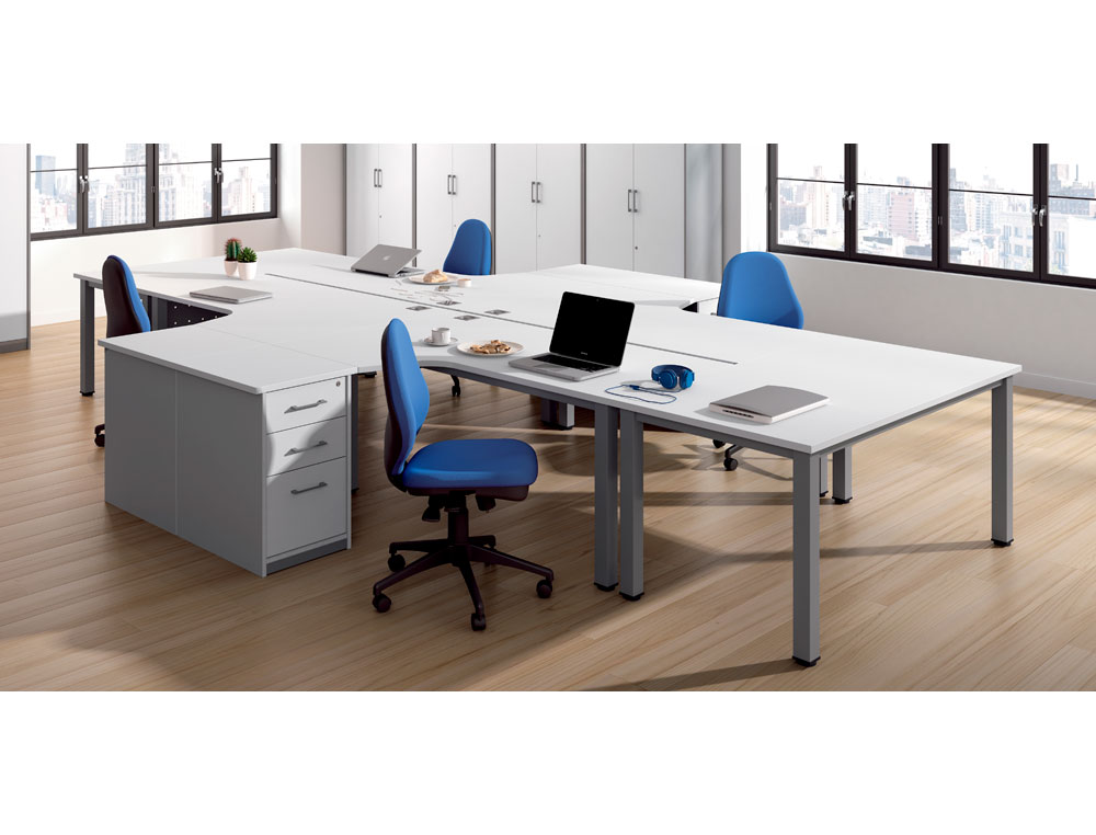 MESA ROCADA SERIE EXECUTIVE 180X110 CM DERECHA ACABADO GRIS/BLANCO