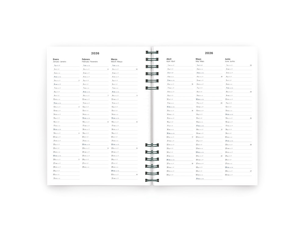AGENDA ESPIRAL WIRE-O MIQUELRIUS 2026 PLUS BASIC SEMANA VISTA 155X213 MM COLOR MALVA