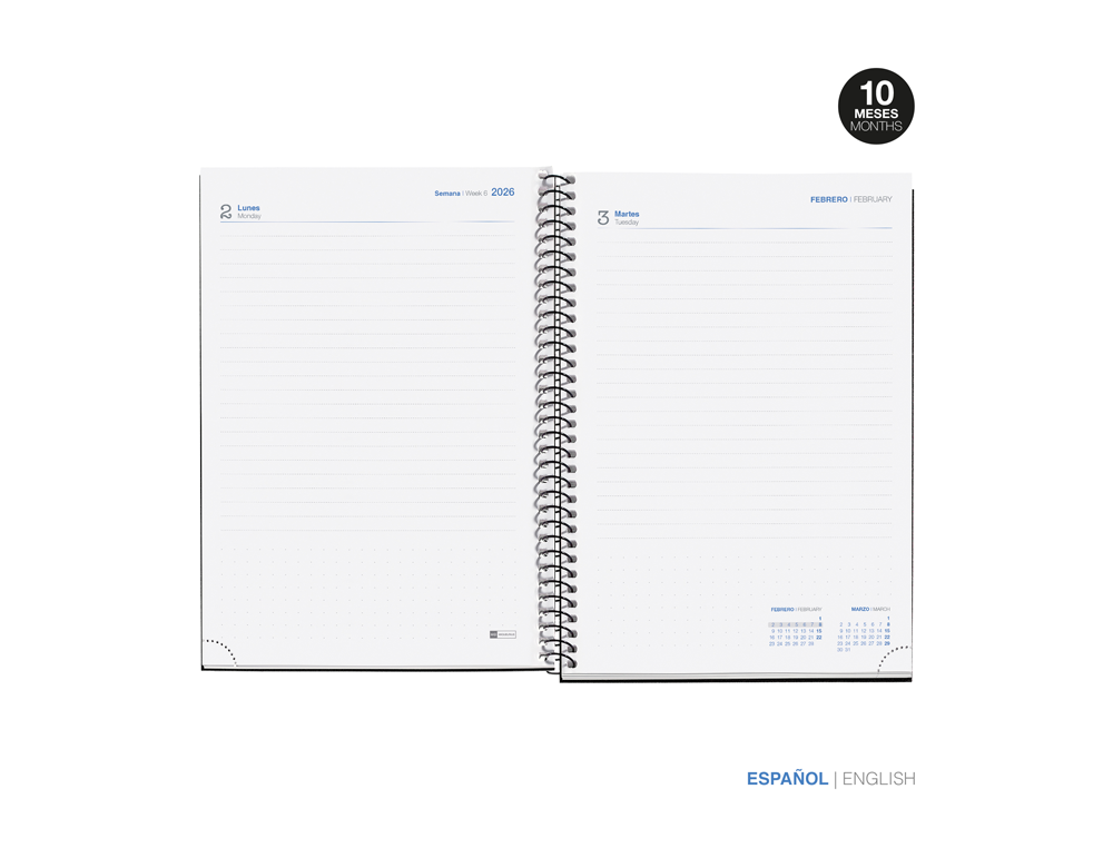 AGENDA ESPIRAL ESCOLAR MIQUELRIUS BASIC DIN A5 DIA PAGINA 25-26 TAPA CARTON FORRADO AZUL MARINO