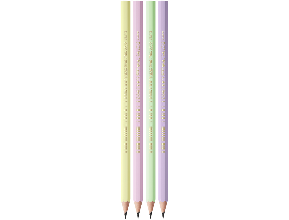 LAPICES DE GRAFITO BIC EVOLUTION HB COLORES PASTEL