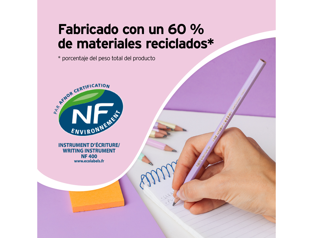 LAPICES DE GRAFITO BIC EVOLUTION HB COLORES PASTEL