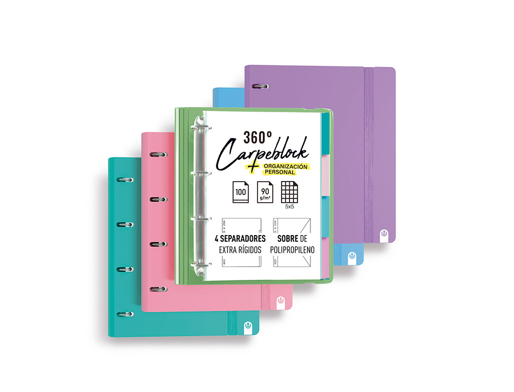 CARPETA CARPEBLOCK CARCHIVO DIN A4 FOAM CON RECAMBIO BONUS 360º SOFT STYLE COLOR AZUL