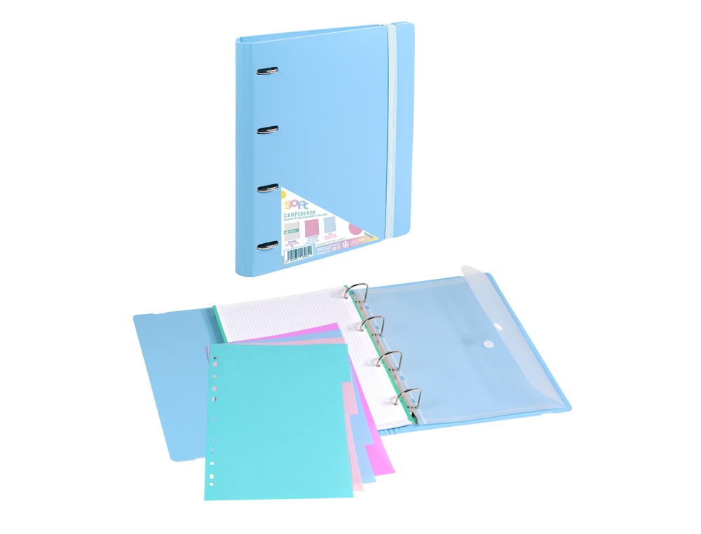 CARPETA CARPEBLOCK CARCHIVO DIN A4 FOAM CON RECAMBIO BONUS 360º SOFT STYLE COLOR AZUL
