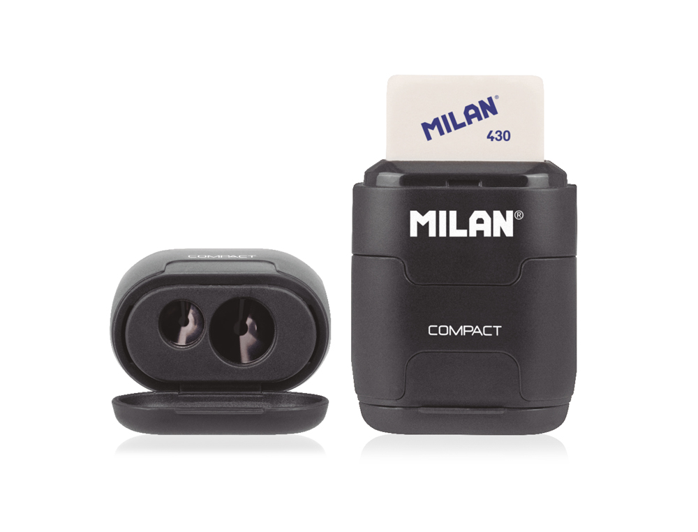 SACAPUNTAS MILAN COMPACT SHADOW PLASTICO 2 USOS CON GOMA