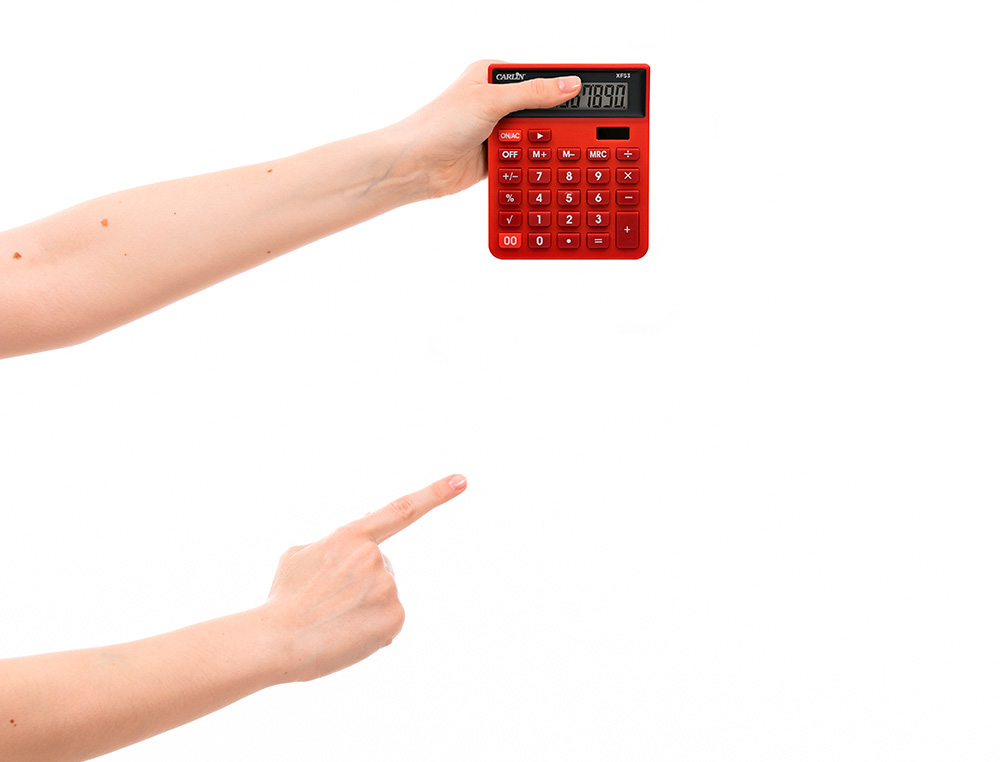 CALCULADORA CARLIN SOBREMESA 10 DIGITOS SOLAR Y PILAS COLOR ROJO 127X105X24 MM