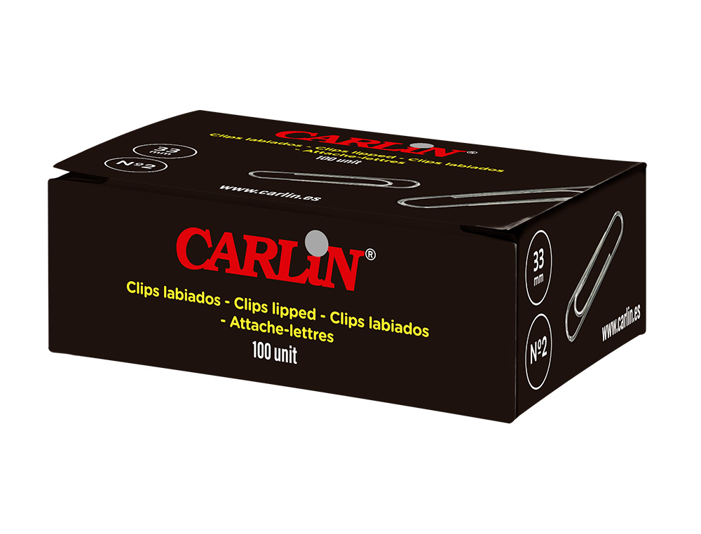 CLIPS CARLIN N 2 LABIADOS 33 MM CAJA DE 100 UNIDADES