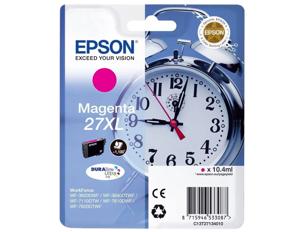 INK-JET EPSON 27XL T27134010 WF-3620-40 / 7110 / 7610 / 7620 MAGENTA -1.100 PAG-