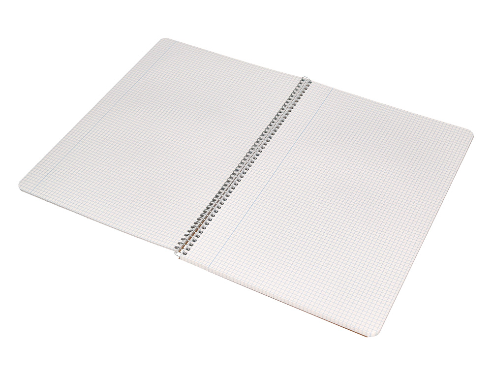 CUADERNO ESPIRAL LIDERPAPEL DIN A4 ECOUSE TAPA CARTULINA KRAFT 80H PAPEL RECICLADO 80GR CUADRO 4MM CON MARGEN
