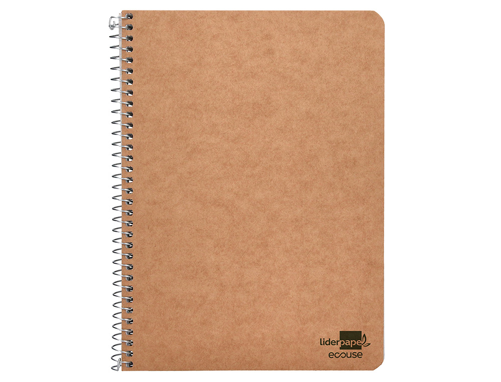 CUADERNO ESPIRAL LIDERPAPEL CUARTO ECOUSE TAPA CARTULINA KRAFT 80H PAPEL RECICLADO 80 GR CUADRO 4MM