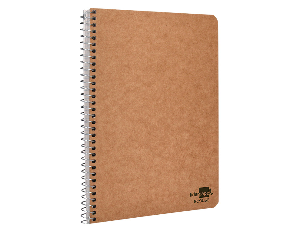 CUADERNO ESPIRAL LIDERPAPEL CUARTO ECOUSE TAPA CARTULINA KRAFT 80H PAPEL RECICLADO 80 GR CUADRO 4MM