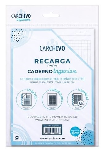 RECAMBIO EXTRAIBLE A4 50 HOJAS DE CUADRICULADA