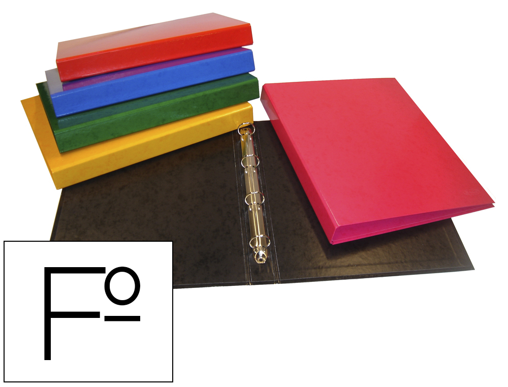 CARPETA DE 4 ANILLAS 40 MM SARO CARTON FORRADO COLORES SURTIDOS