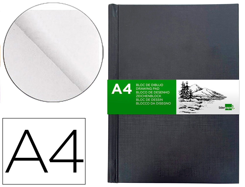 BLOC DIBUJO LIDERPAPEL ESBOZOS ENCUADERNADO DIN A4 210X297 MM 100 HOJAS 100 G/M2 COLOR NEGRO