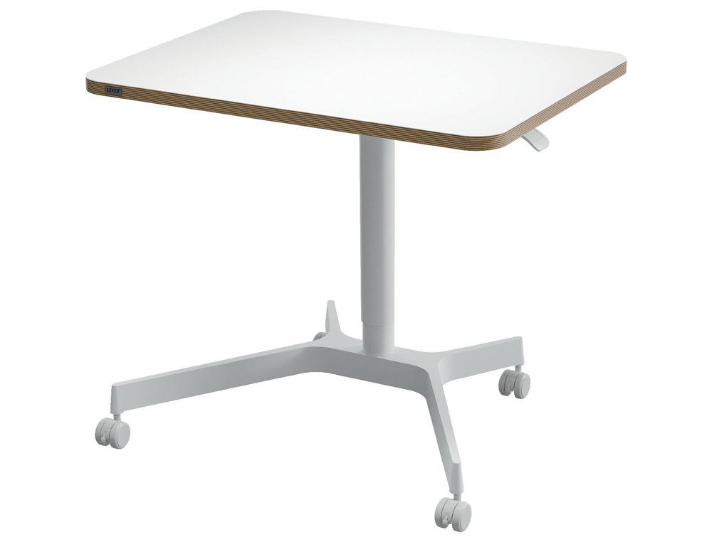 MESA LEITZ ERGO REGULABLE EN ALTURA NEUMATICA TABLERO 80X60 CM CON 4 RUEDAS COLOR BLANCO