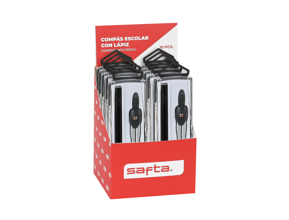 COMPAS ESCOLAR CON LAPIZ SAFTA 105X100X140 MM
