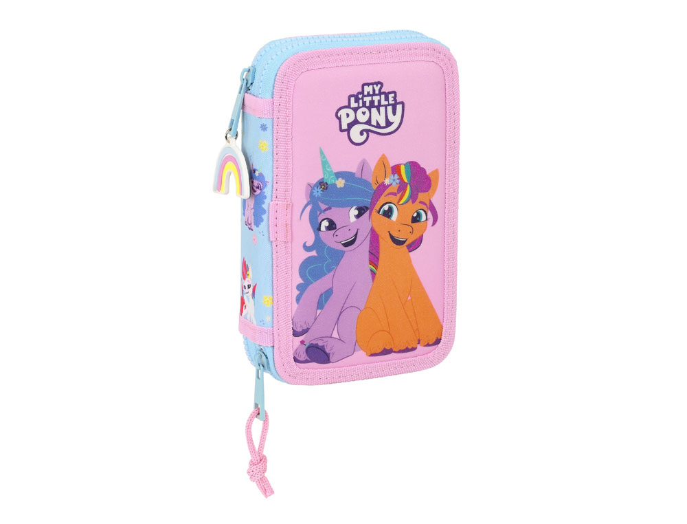 PLUMIER ESCOLAR SAFTA DOBLE PEQUEO 28 PIEZAS MY LITTLE PONY WILD & FREE 195X125X40 MM