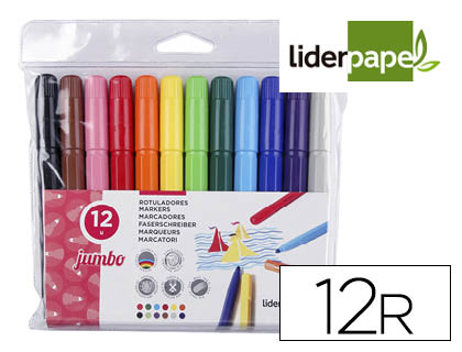 ROTULADOR LIDERPAPEL JUMBO BOLSA 12 UNIDADES COLORES SURTIDOS