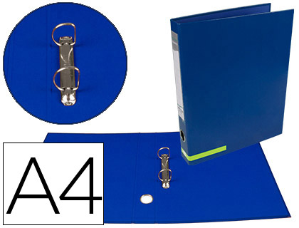 CARPETA DE 2 ANILLAS 25 MM MIXTAS LIDERPAPEL A4 FORRADO COLOR SYSTEM CON OLLAO Y TARJETERO AZUL