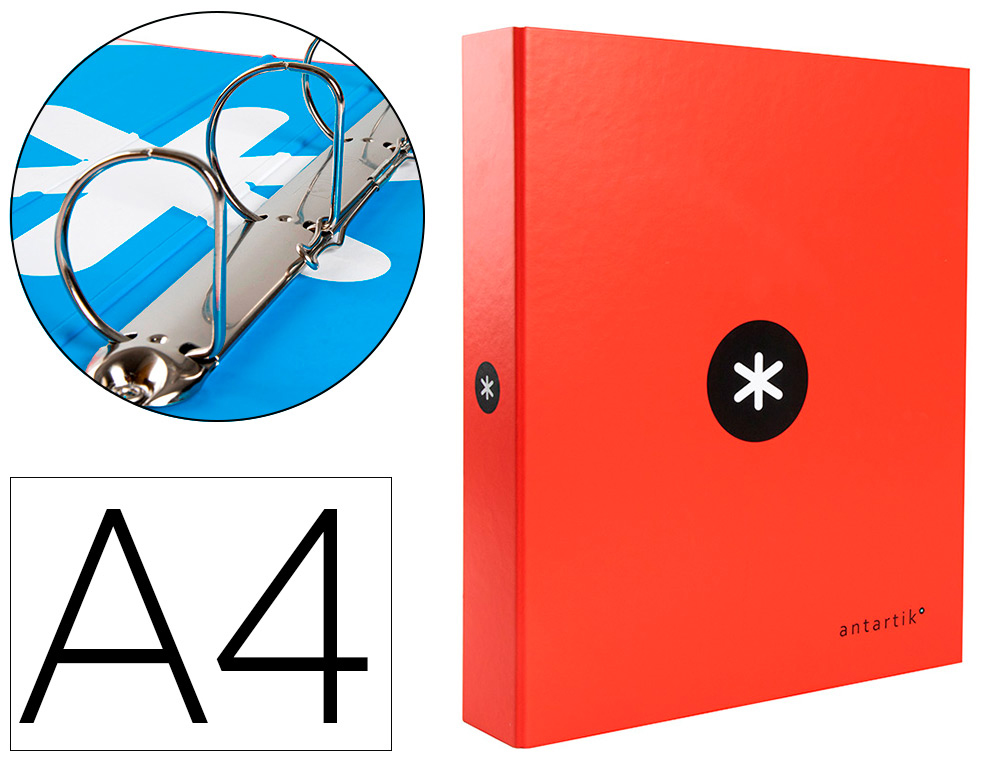 CARPETA 4 ANILLAS 40 MM MIXTAS LIDERPAPEL ANTARTIK A4 FORRADA COLOR ROJO