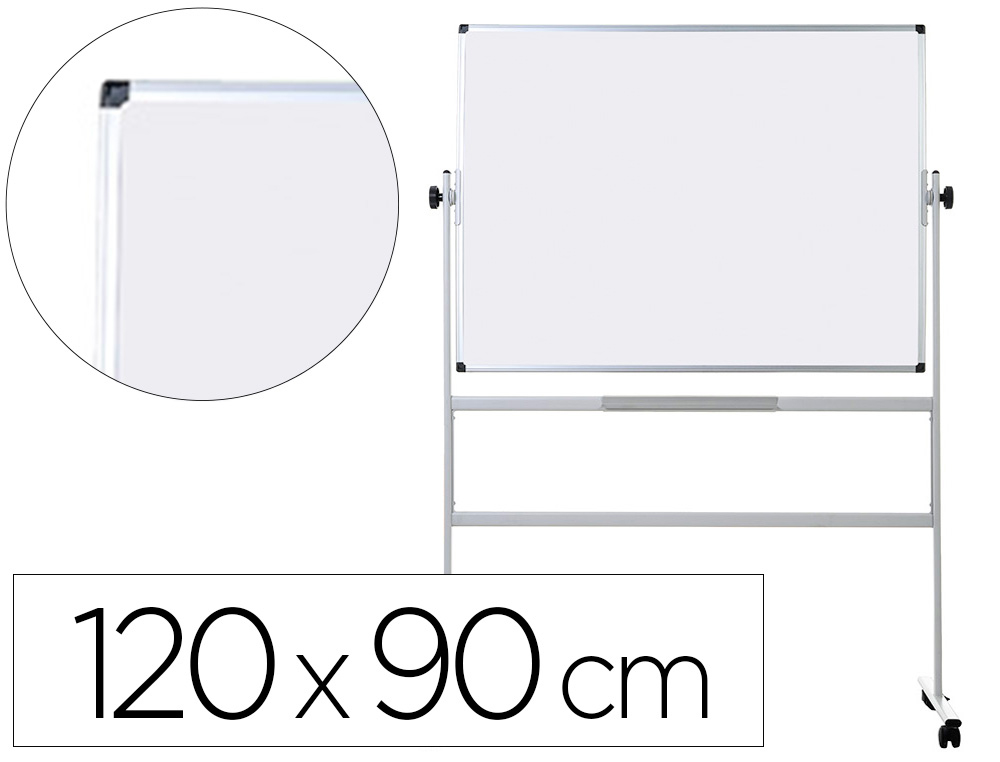 PIZARRA DOBLE CARA 90x120 CON SOPORTE MOVIL GIRATORIO ROCADA